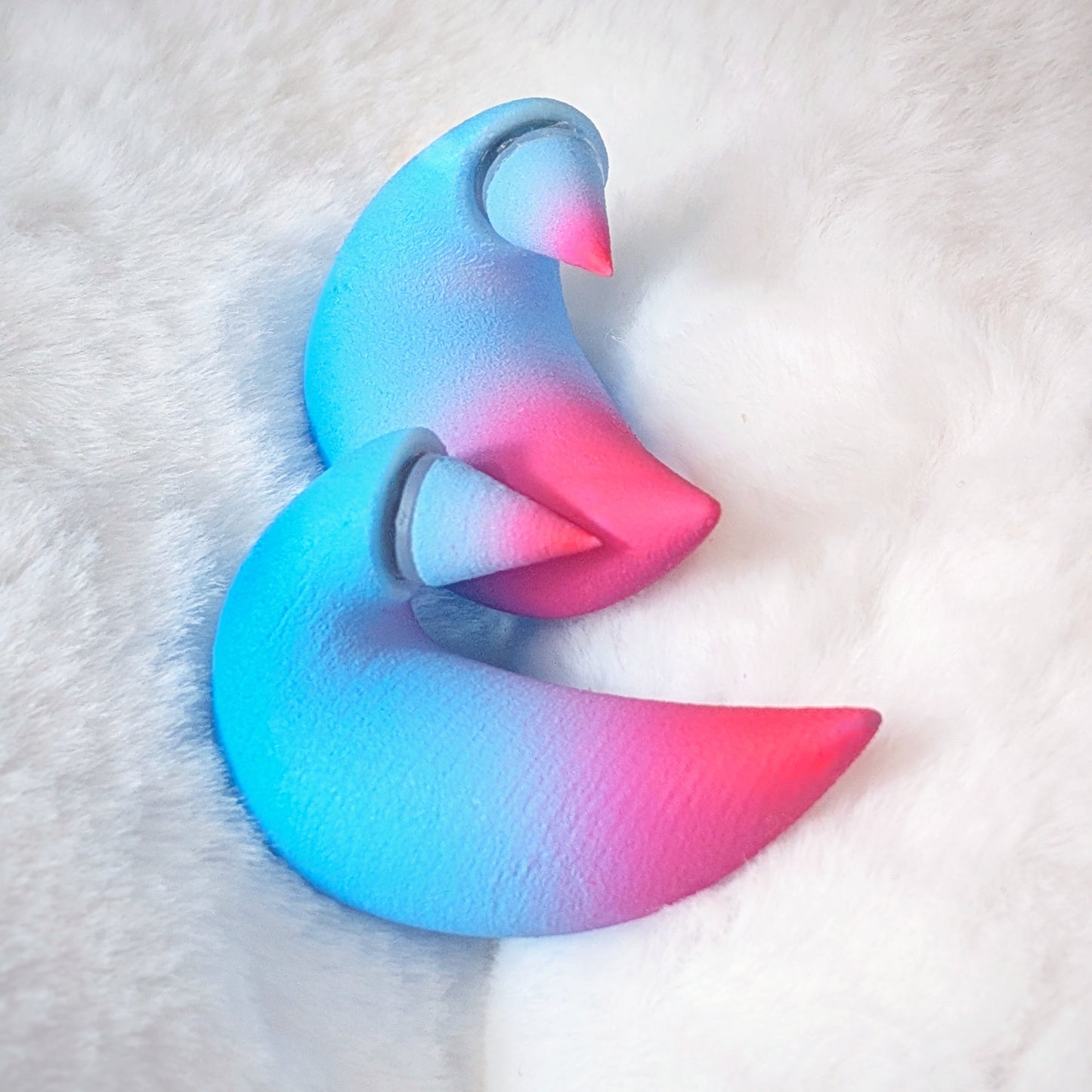Teal and Pink Horn Earrings