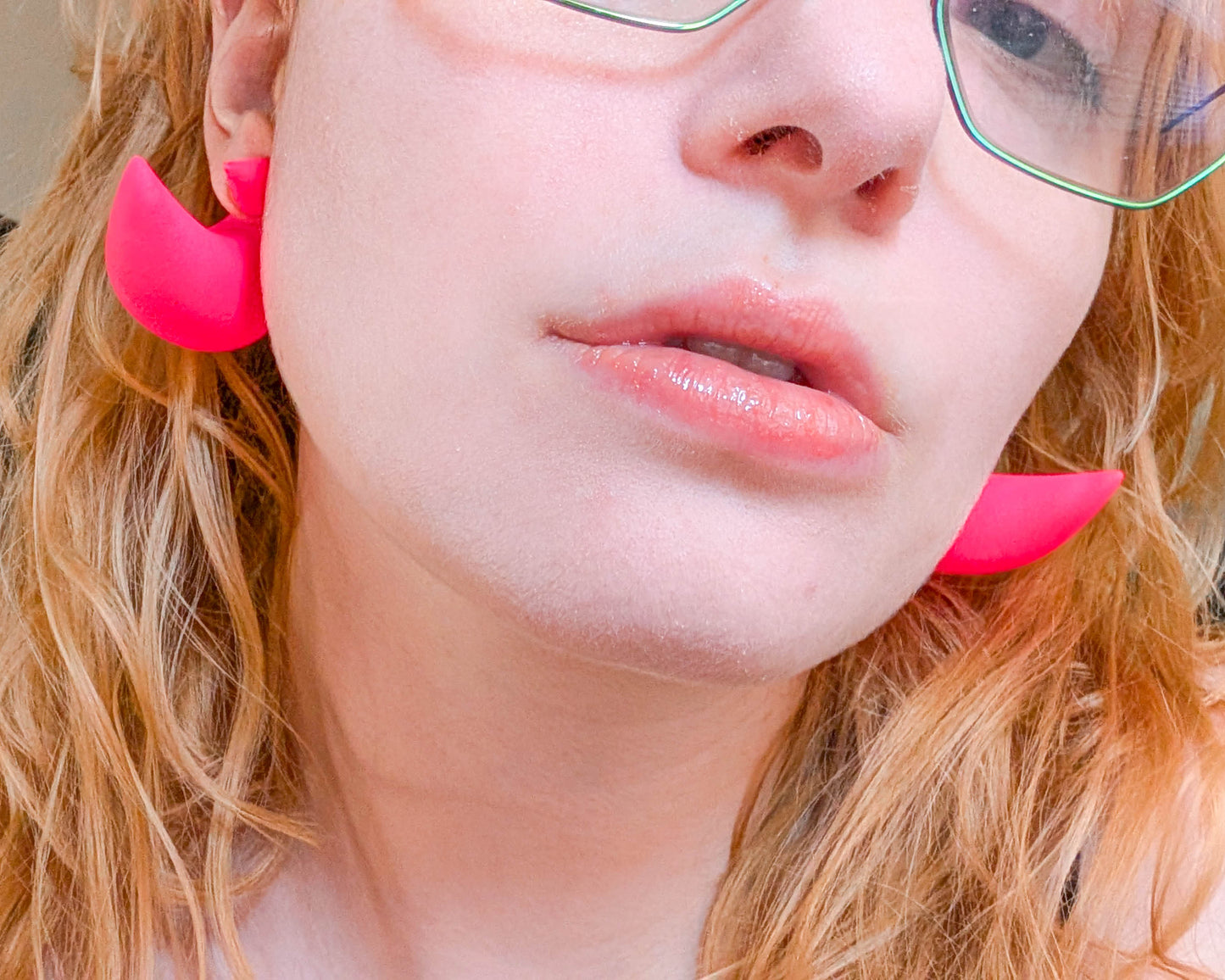 Neon Pink Horn Earrings