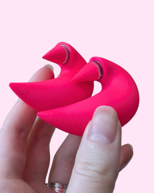 Neon Pink Horn Earrings