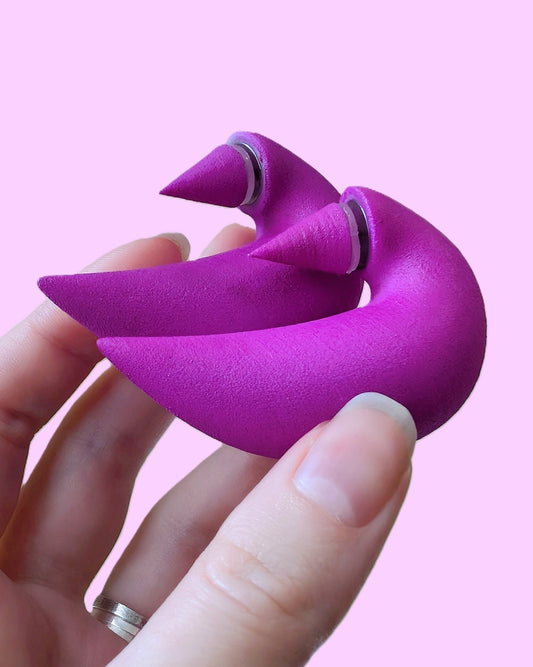 Neon Purple Horn Earrings