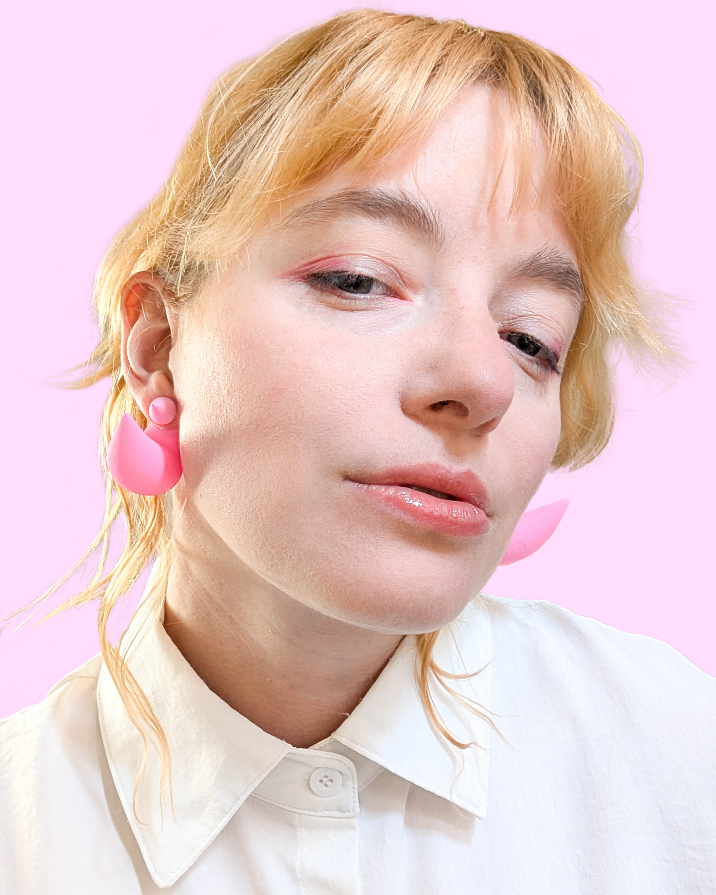 Pastel Pink Horn Earrings
