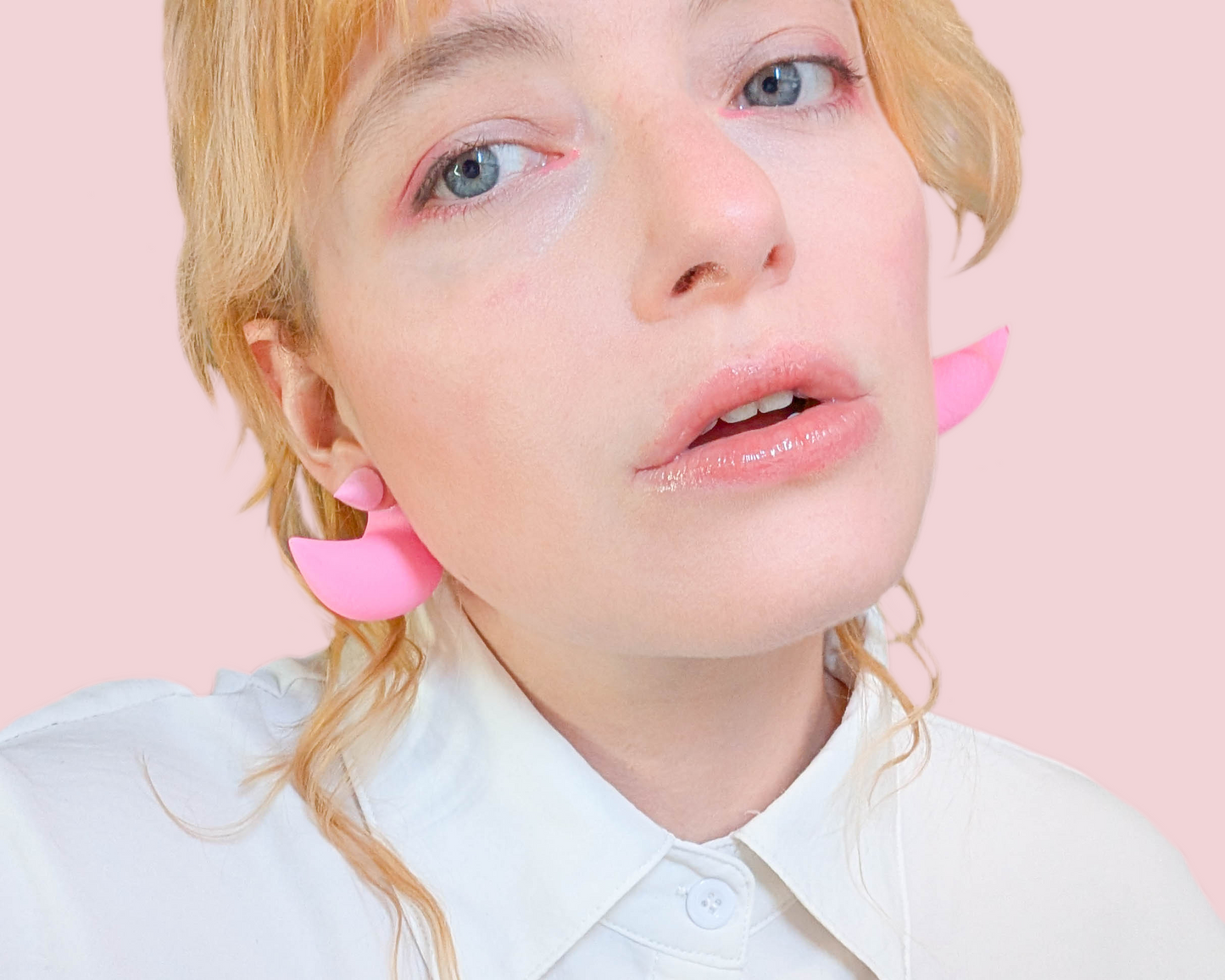 Pastel Pink Horn Earrings