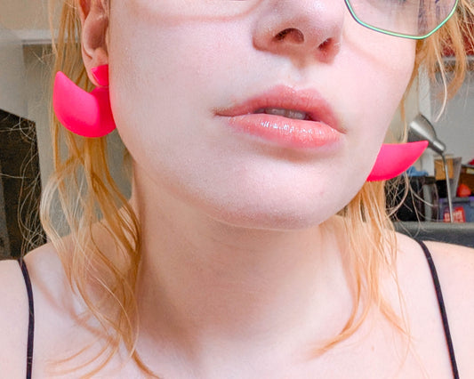 Neon Pink Horn Earrings