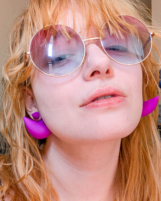 Neon Purple Horn Earrings