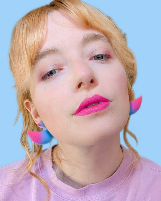 Teal and Pink Horn Earrings