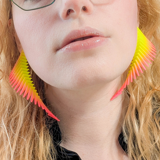Yellow and Neon Pink  —  Parazeph Earrings