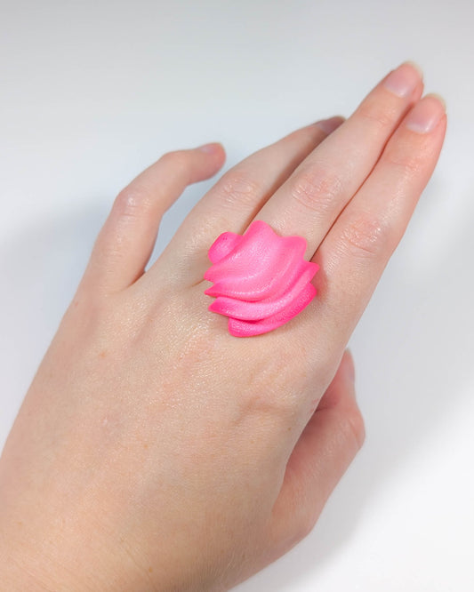 Pink Dollop Statement Ring — Nylon and Silver