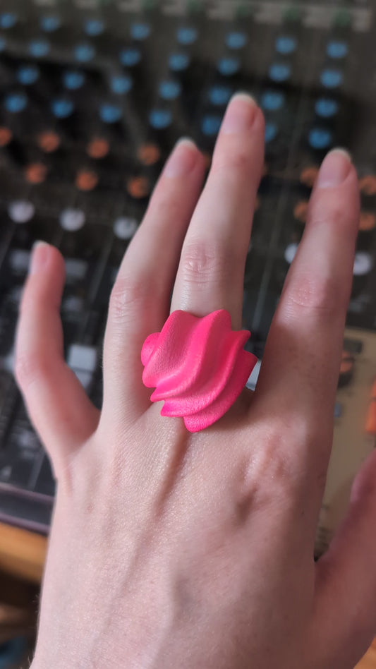 Pink Dollop Statement Ring — Nylon and Silver